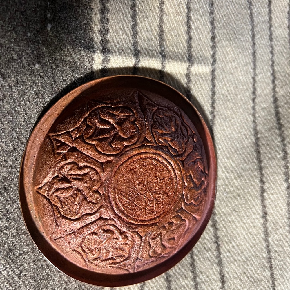Bulgarian, Round, Copper , Candy Dish with Beautiful Engravings